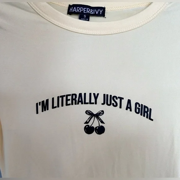 S NWT Harper & ivy literally just a girl yellow baby doll t shirt top y2k TikTok - Picture 3 of 5